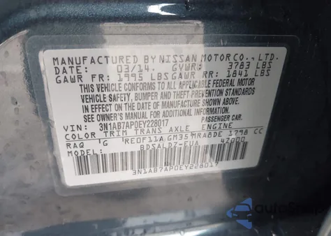 2014 Nissan Sentra Sv from USA, damaged, VIN 3N1AB7AP0EY228017